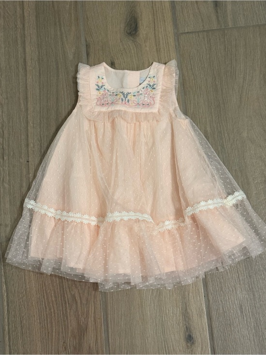 Tahari Other - Tahari Baby Girl 24M Pink Tulle Embroidered Bunny Dress